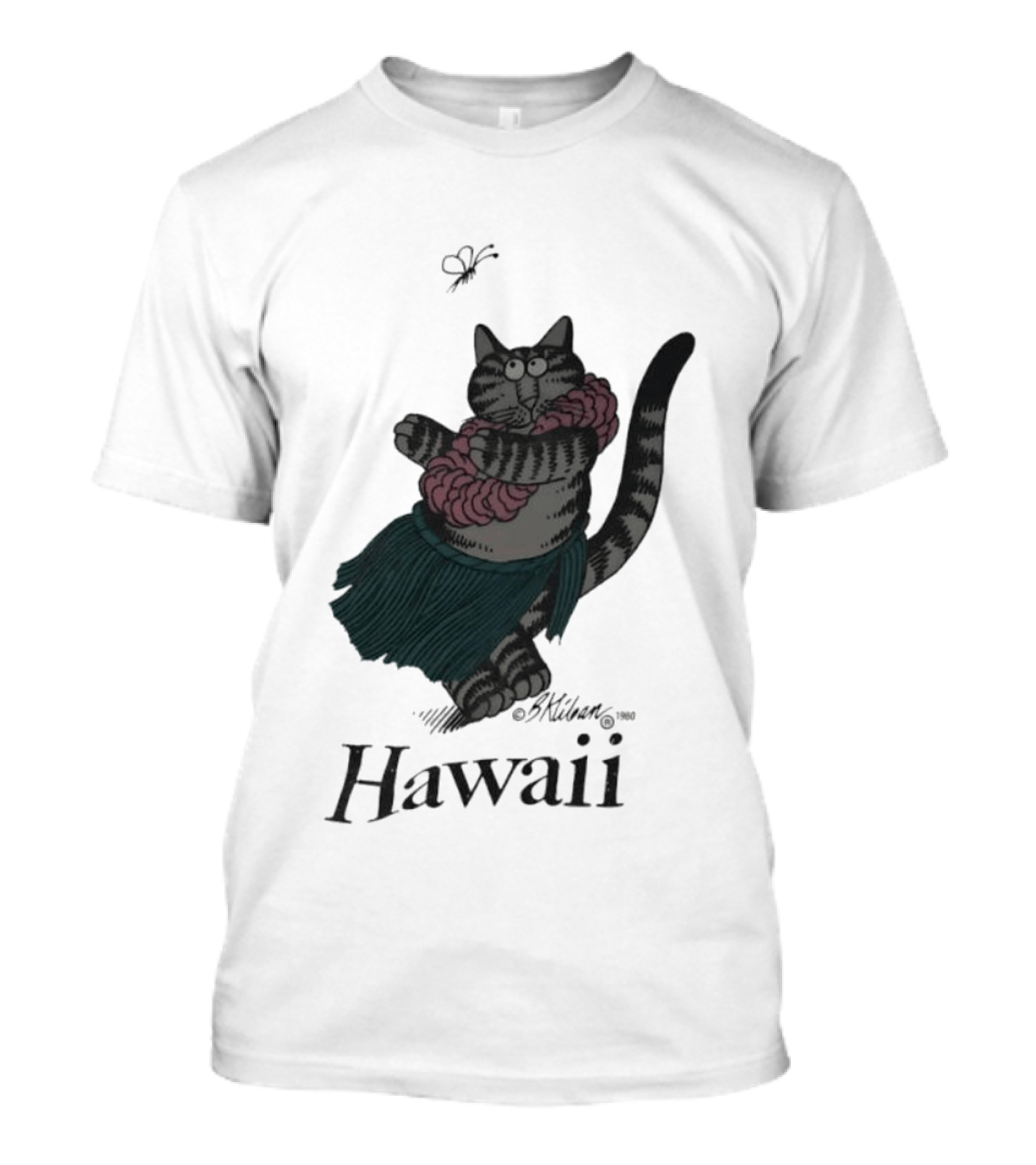 B Kliban Cat In Hula Skirt Hawaii T-Shirt