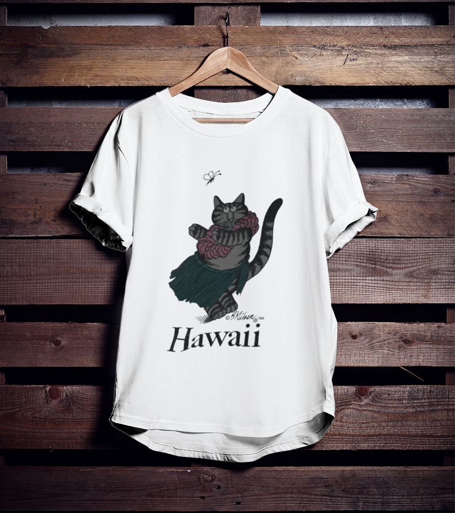 B Kliban Cat In Hula Skirt Hawaii T-Shirt