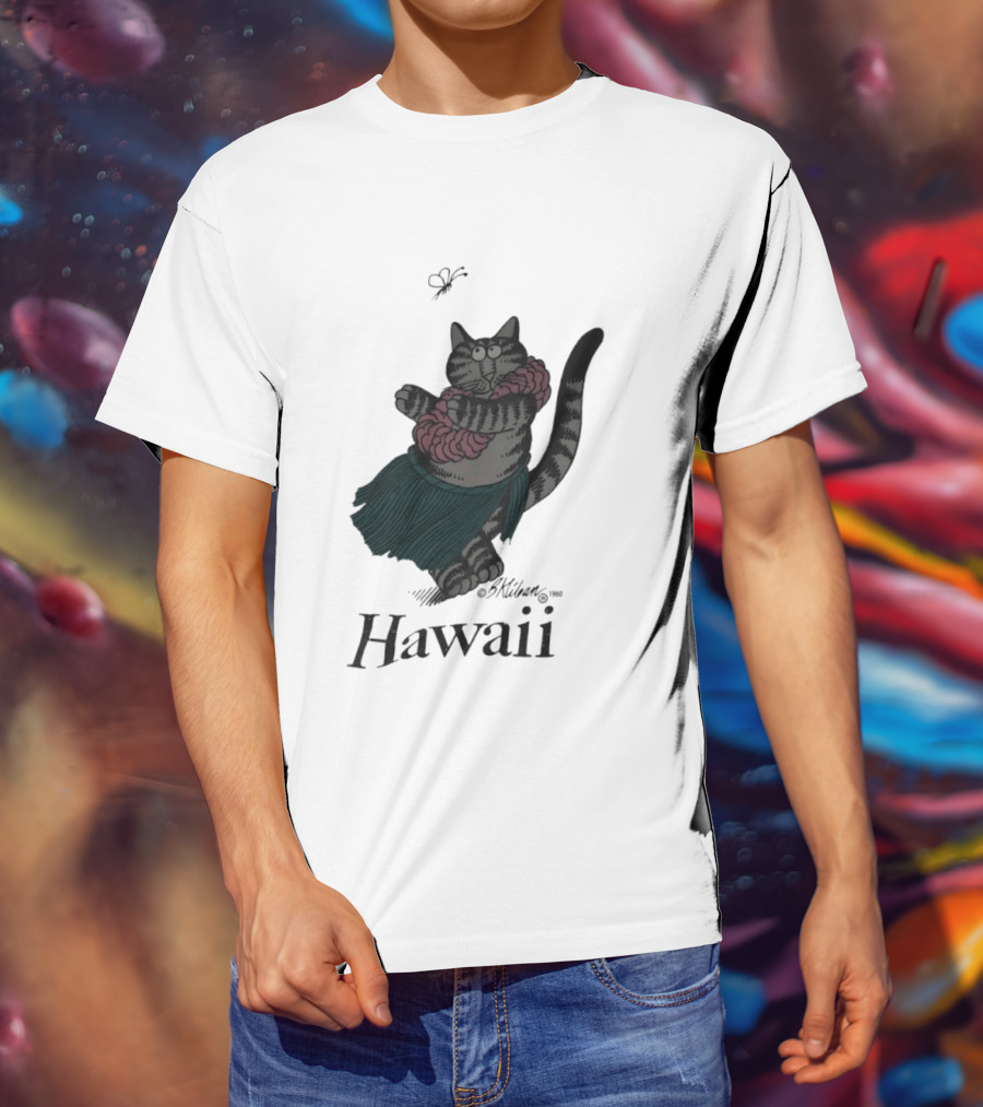 B Kliban Cat In Hula Skirt Hawaii T-Shirt