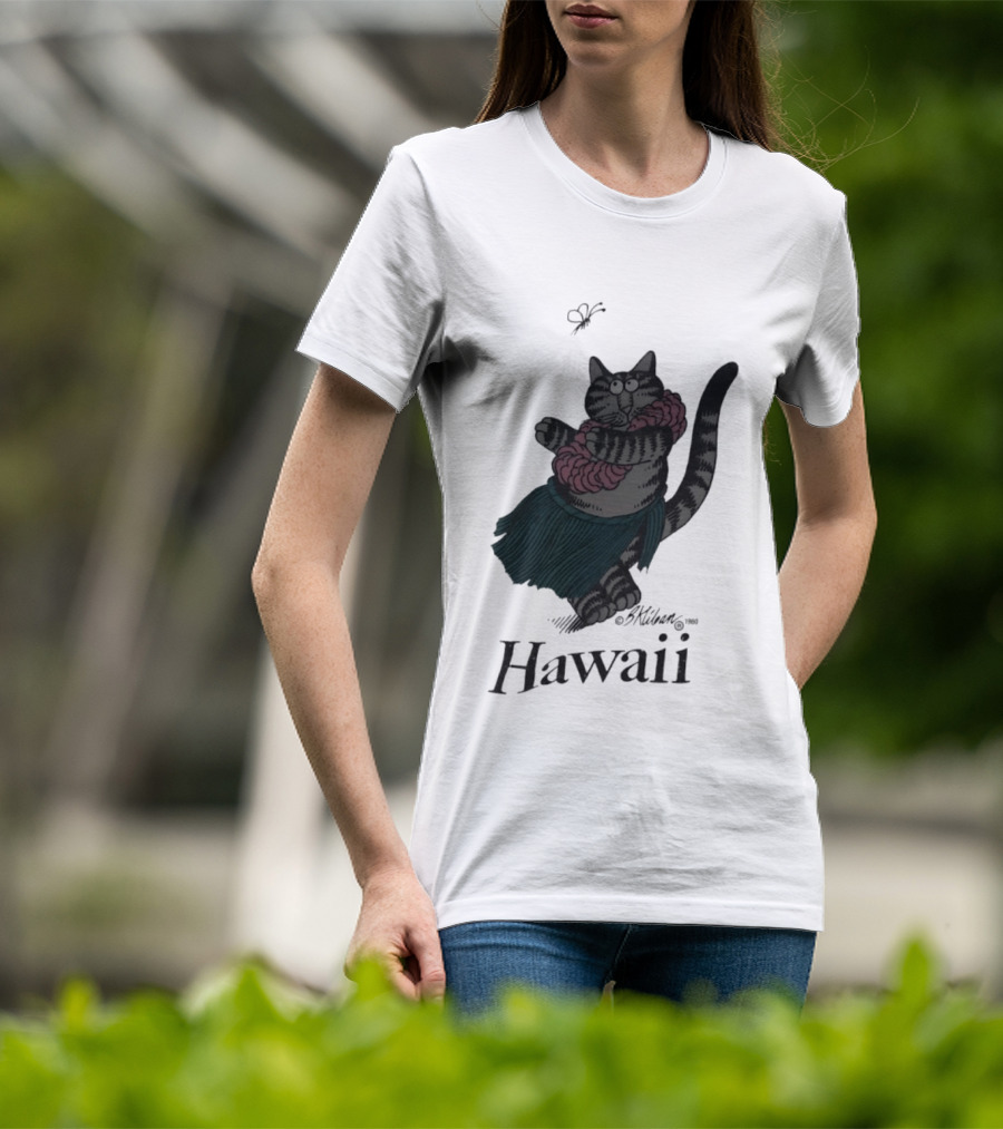 B Kliban Cat In Hula Skirt Hawaii T-Shirt