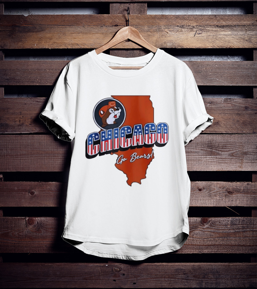 Chicago Bears Buc Ee's Go Bears Patriotic Illinois Map T-Shirt