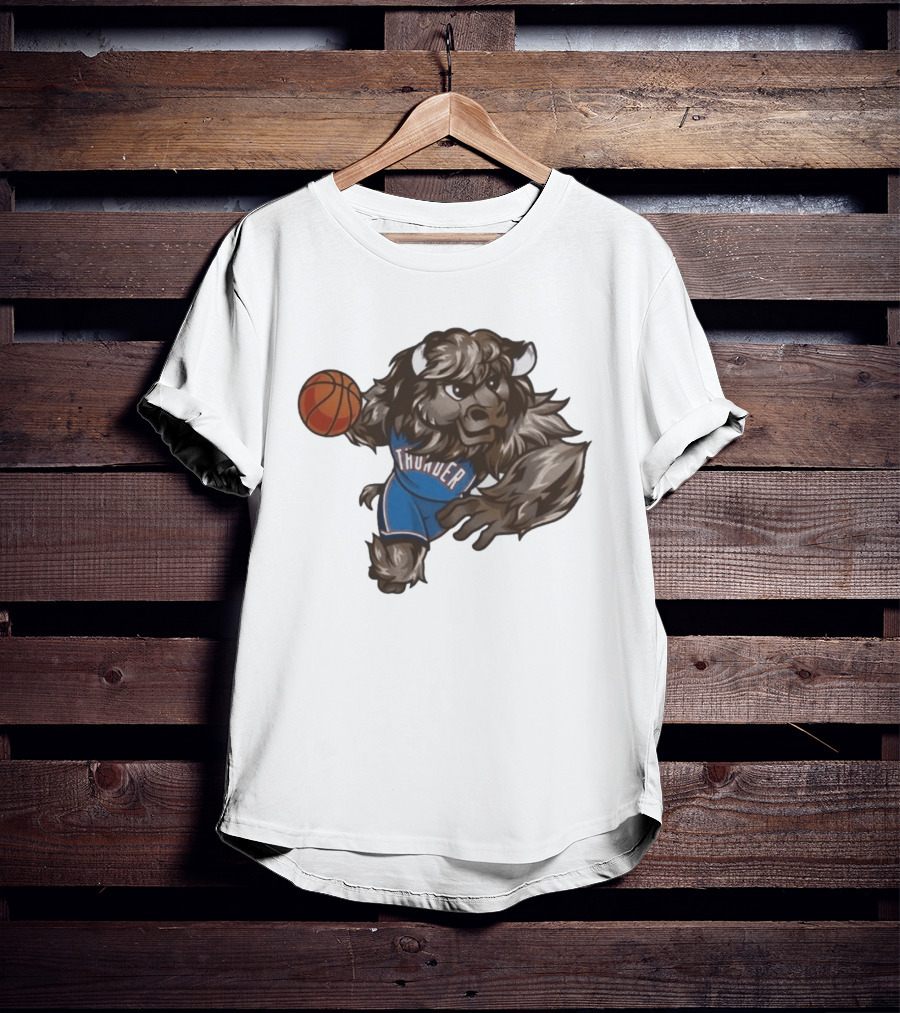 Oklahoma City Thunder Rumble The Bison Basketball Mascot Fun T-Shirt