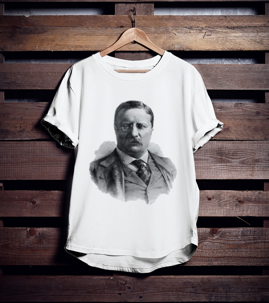 Theodore Roosevelt Engraving President USA Iconic Historical Figure T-Shirt