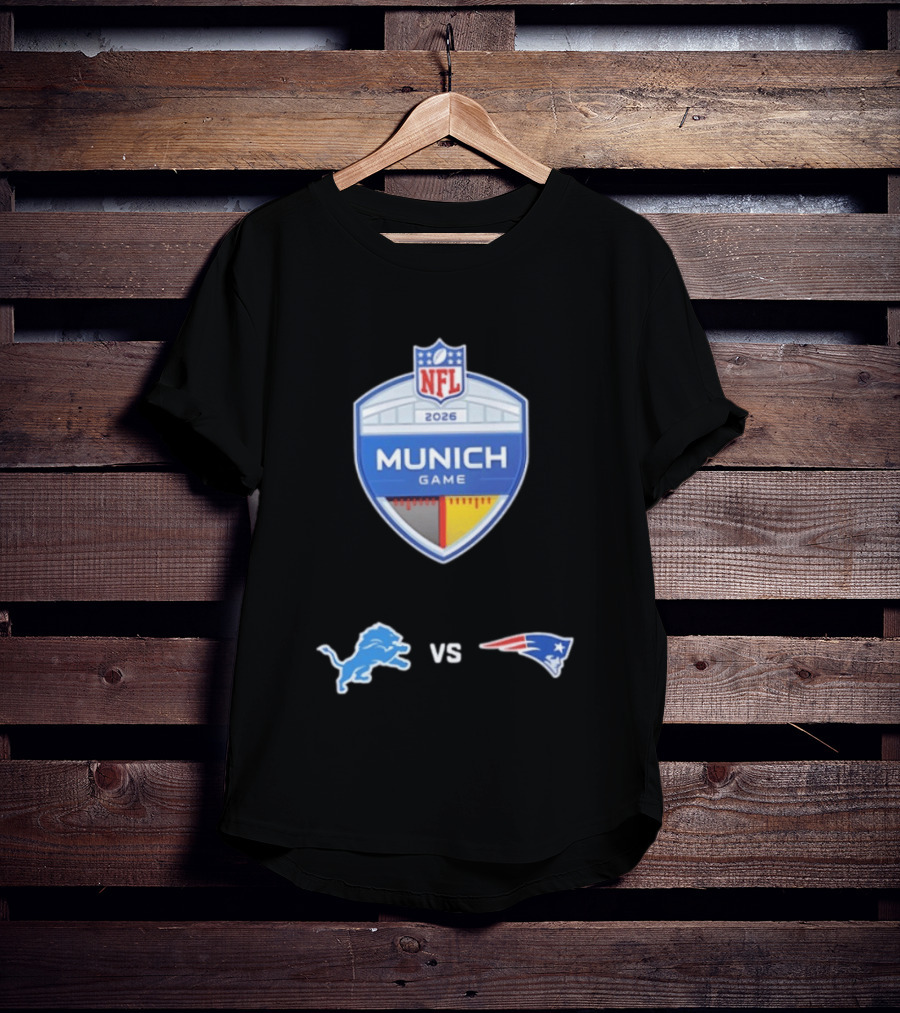 Detroit Lions Vs New England Patriots NFL 2026 Munich Game Matchup T-Shirt