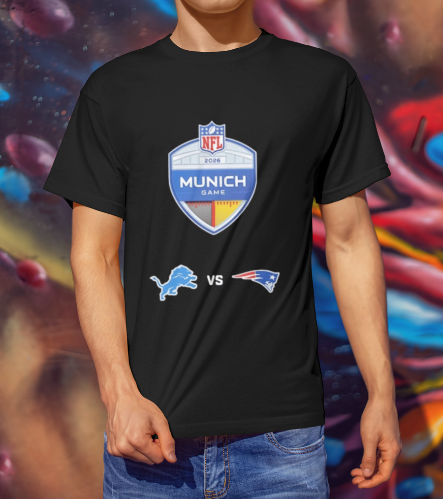 Detroit Lions Vs New England Patriots NFL 2026 Munich Game Matchup T-Shirt