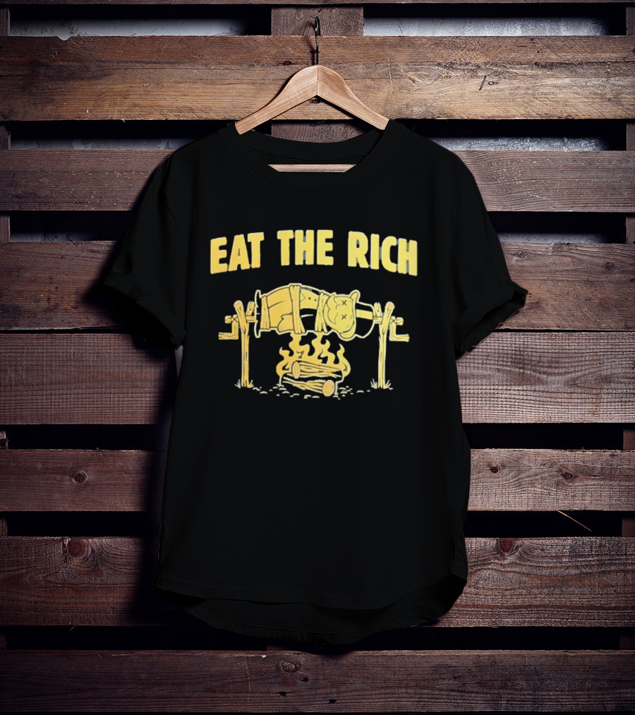 Eat The Rich Monopoly Man Over Campfire Satire T-Shirt