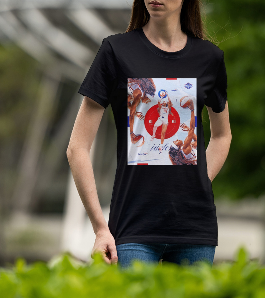Washington Mystics Player Kiki Iriafen Number Forty Four Basketball Action Montage T-Shirt