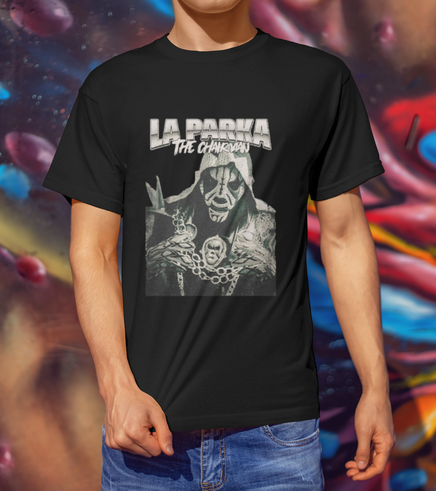 La Parka The Chairman Mexican Wrestler Iconic Mask And Chains T-Shirt
