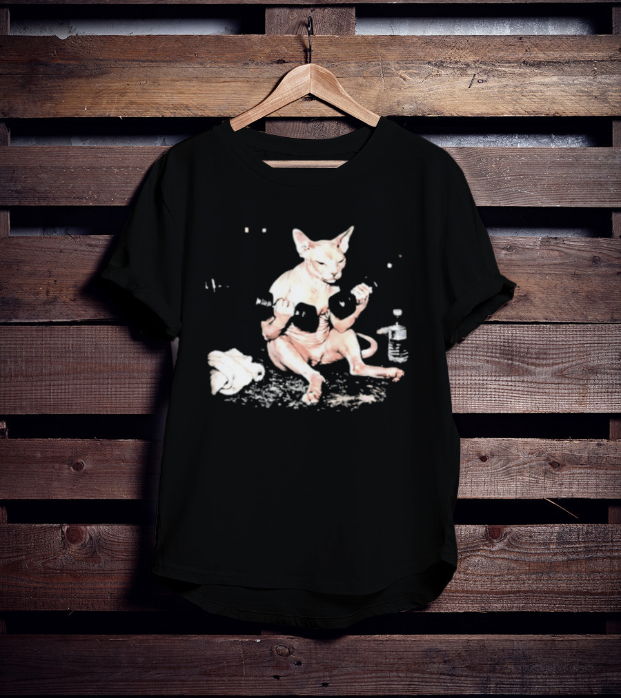 Sphynx Cat Lifting Weights Fitness T-Shirt