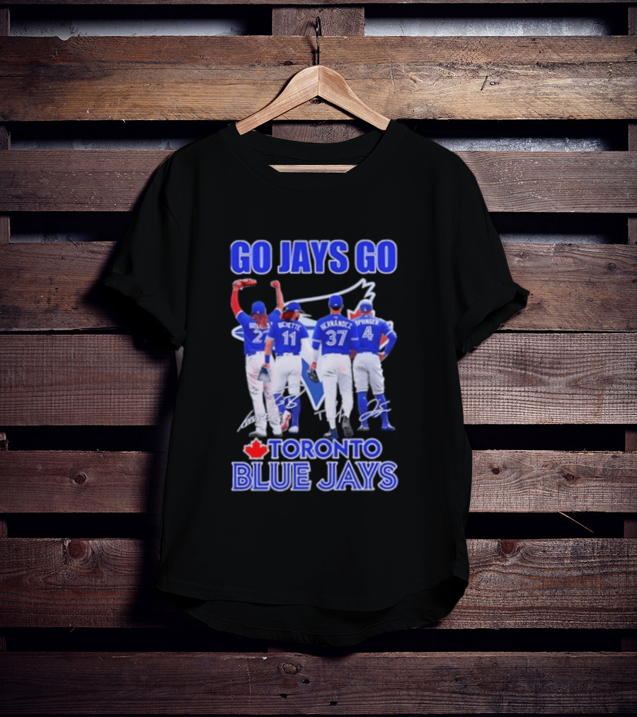 Go Jays Go Toronto Blue Jays Bichette Guerrero Hernandez Springer Autographed Baseball T-Shirt
