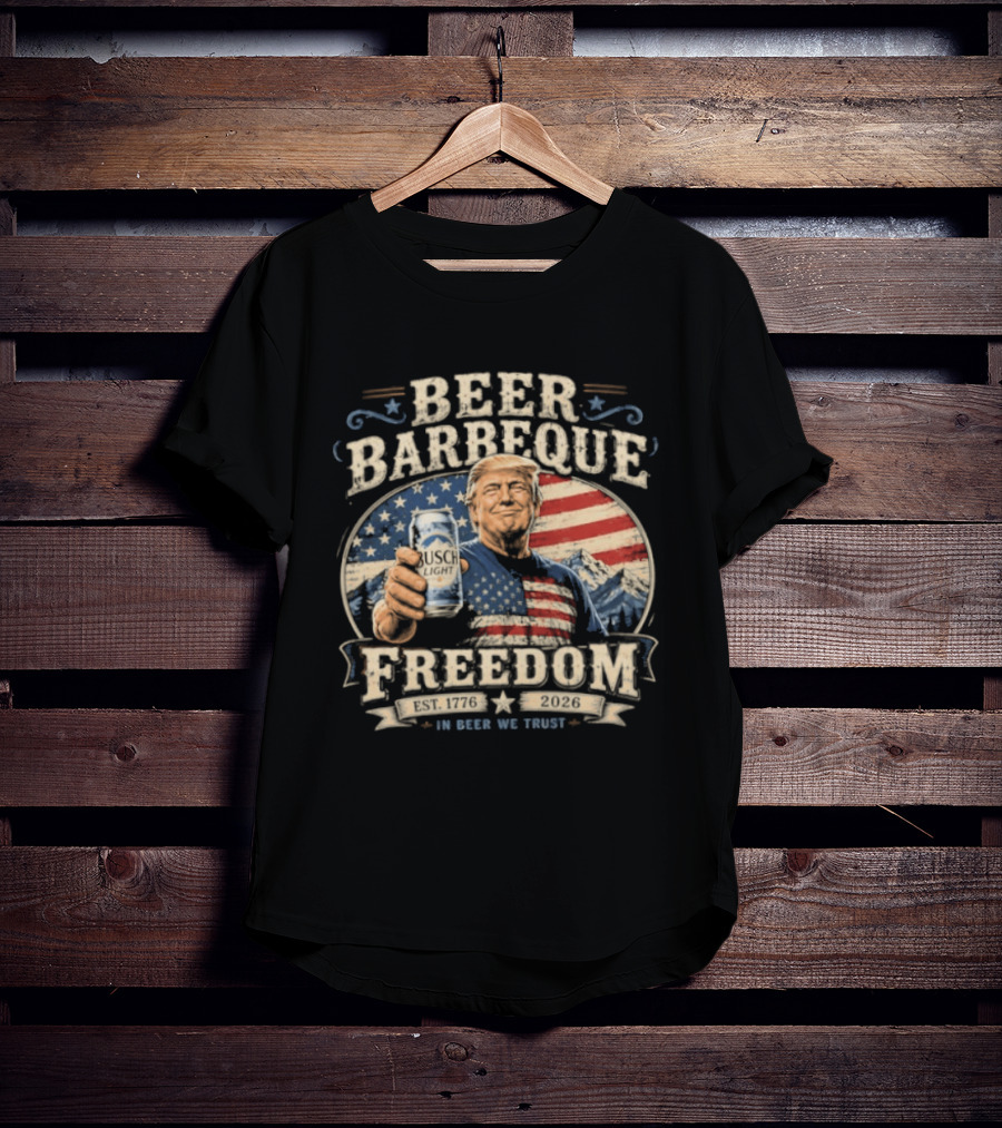 Beer Barbeque Freedom In Beer We Trust 1776 2026 Patriotic 250 Years T-Shirt