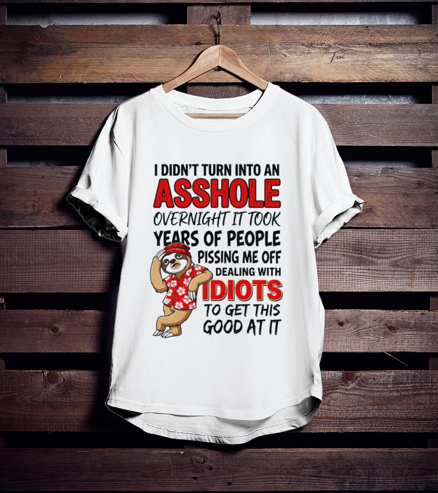 I Didn't Turn Into An Asshole Overnight Sloth Dealing With Idiots Pissing Me Off T-Shirt