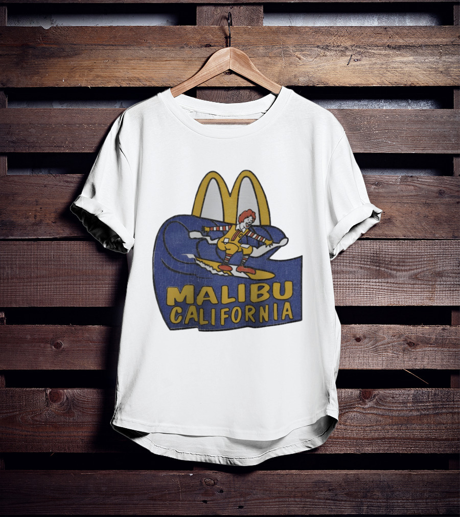 Malibu California Rare Ronald McDonald Surfing McDonald's Golden Arches T-Shirt
