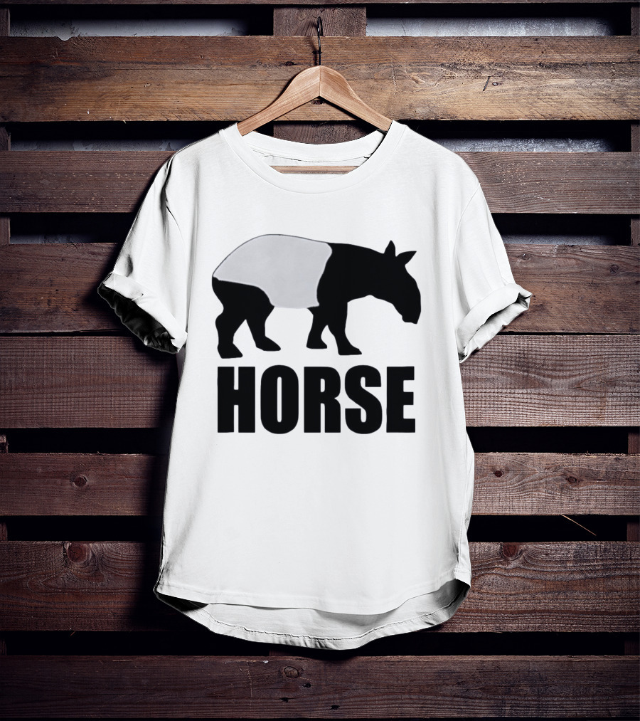 Mislabeled Animal Tapir Silhouette With Horse Text Optical Illusion T-Shirt