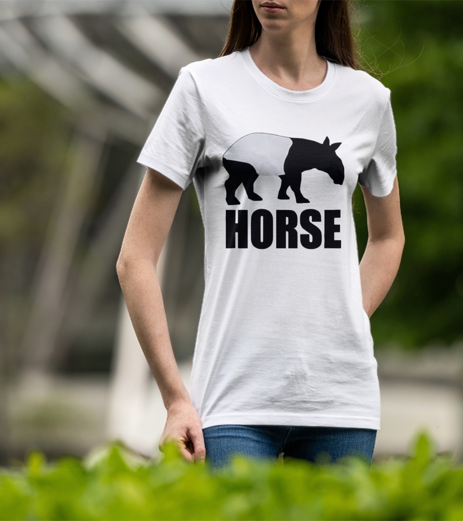 Mislabeled Animal Tapir Silhouette With Horse Text Optical Illusion T-Shirt