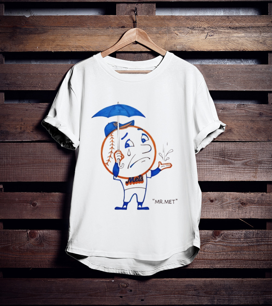 Mr Met New York Mets Rainy Day Mascot Umbrella Splash T-Shirt