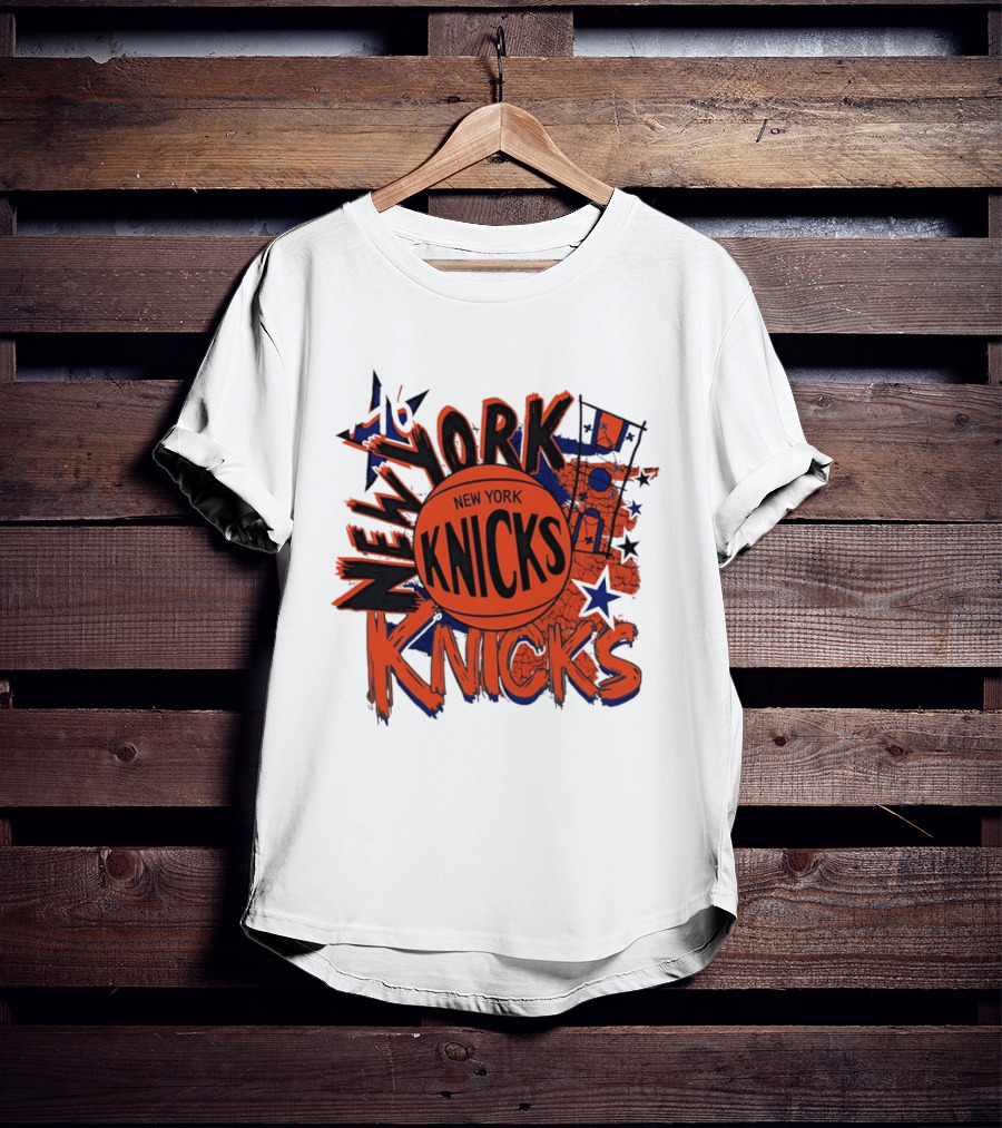 New York Knicks Vintage Basketball 46 Stars And Skyline T-Shirt