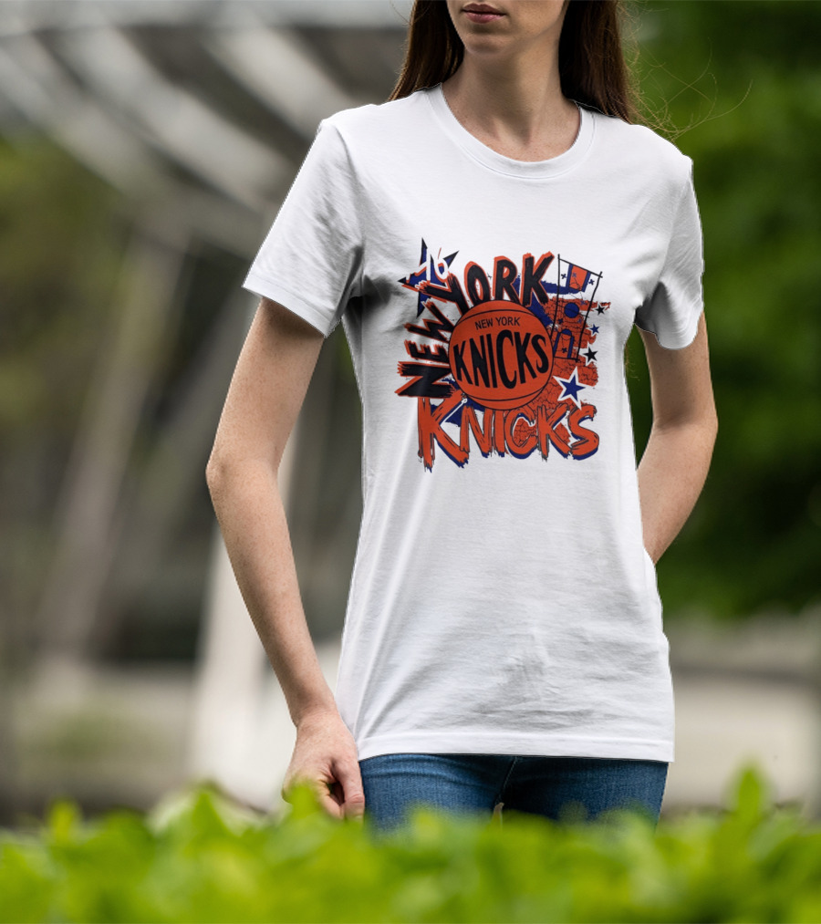 New York Knicks Vintage Basketball 46 Stars And Skyline T-Shirt