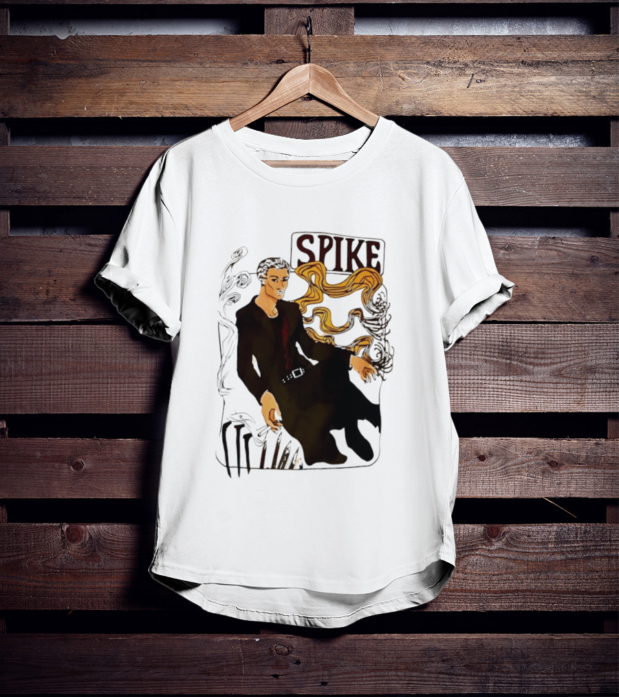 Spike Buffy The Vampire Slayer Illustrated Design With Abstract Vines And Accents T-Shirt