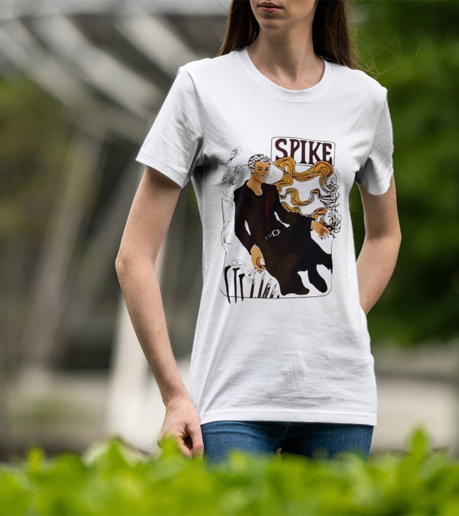 Spike Buffy The Vampire Slayer Illustrated Design With Abstract Vines And Accents T-Shirt
