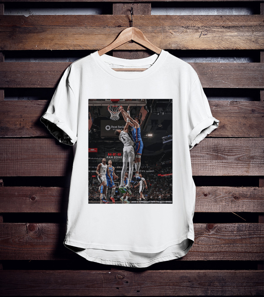 Victor Wembanyama San Antonio Spurs Dunk Vs Oklahoma City NBA Action T-Shirt