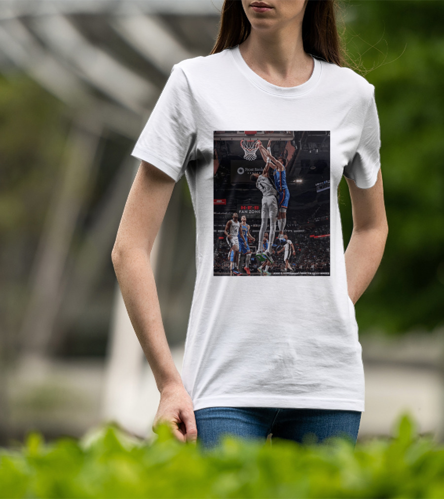 Victor Wembanyama San Antonio Spurs Dunk Vs Oklahoma City NBA Action T-Shirt