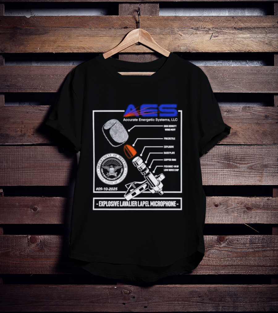 AEC Accurate Energetic Systems LLC Explosive Lavalier Lapel Microphone Components Technical Diagram T-Shirt