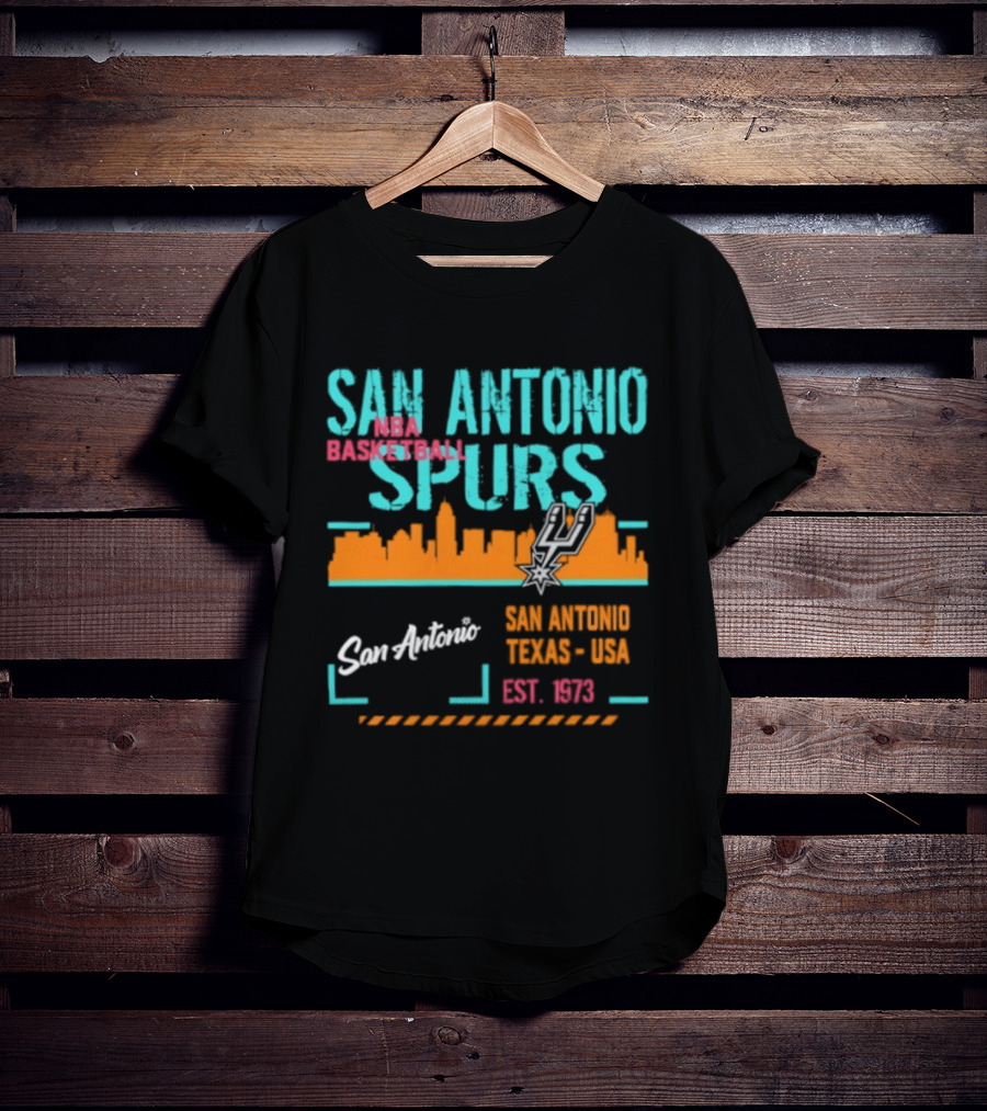 San Antonio Spurs NBA Basketball Skyline 1973 Est. Team Essentials T-Shirt