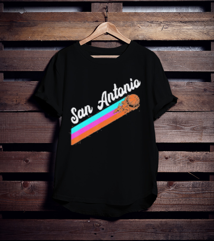 San Antonio Retro Basketball Multicolor Stripes T-Shirt