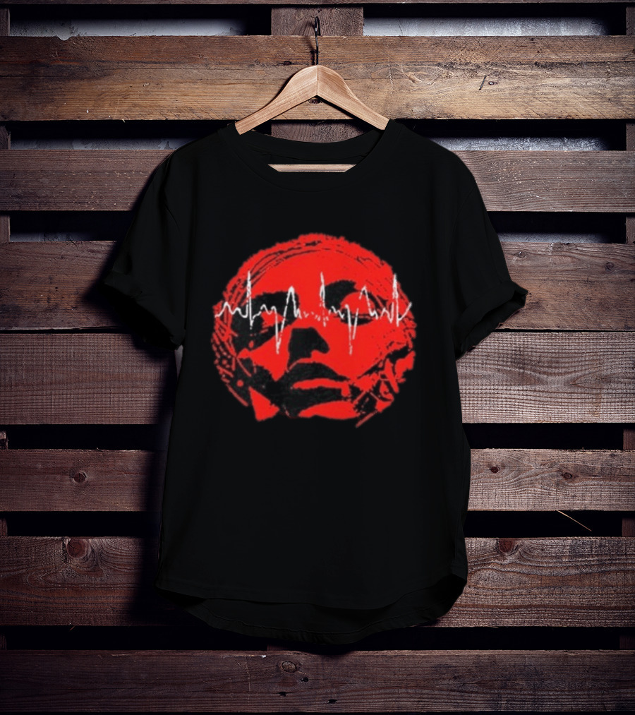 Converge Hum Of Hurt Red Face With White Waveform Lines T-Shirt
