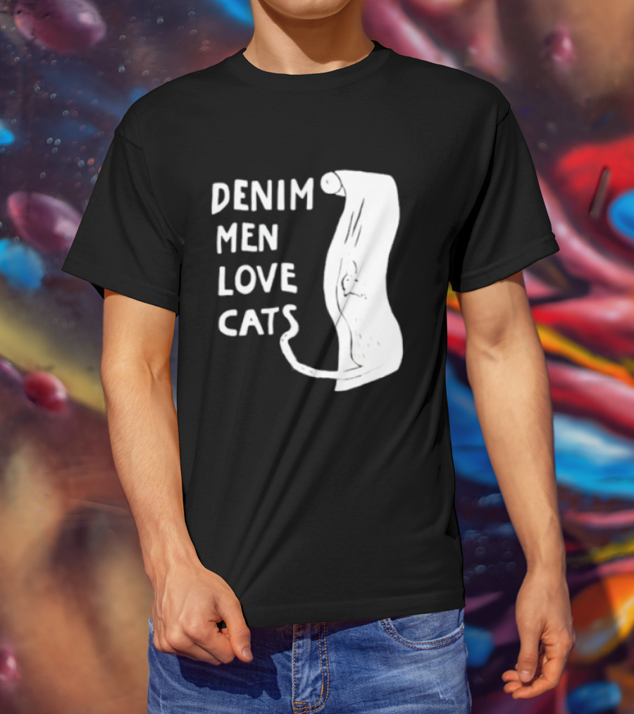 Denim Men Love Cats Fashion T-Shirt