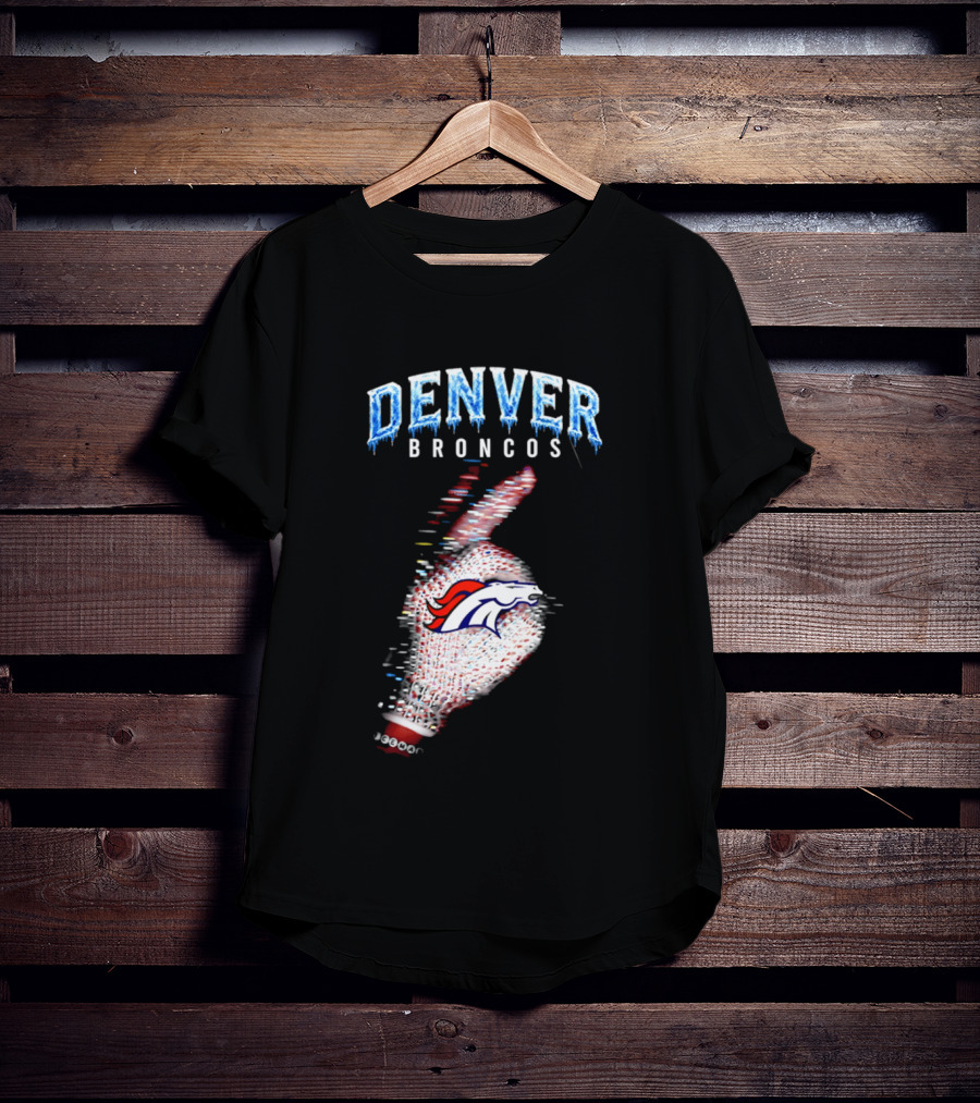 Denver Broncos Iceman 2026 Logo Glitched Hand Signal T-Shirt