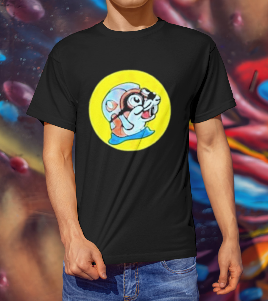 Gloopy Industries The Aquabeaver Cartoon Style Helmet And Water Circle T-Shirt