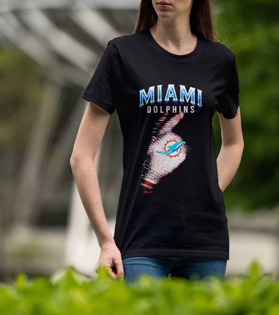 Miami Dolphins Iceman 2026 Glitch Effect Fan Gear T-Shirt