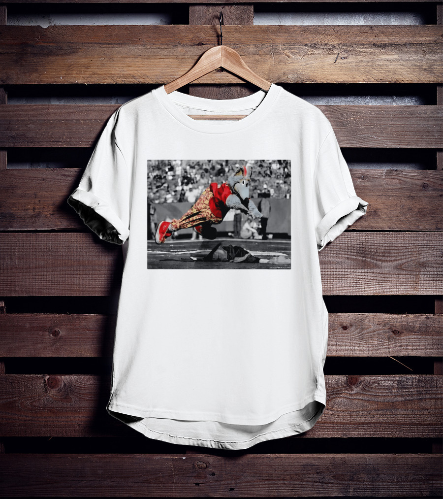 Cyrus Allen K.C. Wolf Flying Leap Football Mascot Action T-Shirt