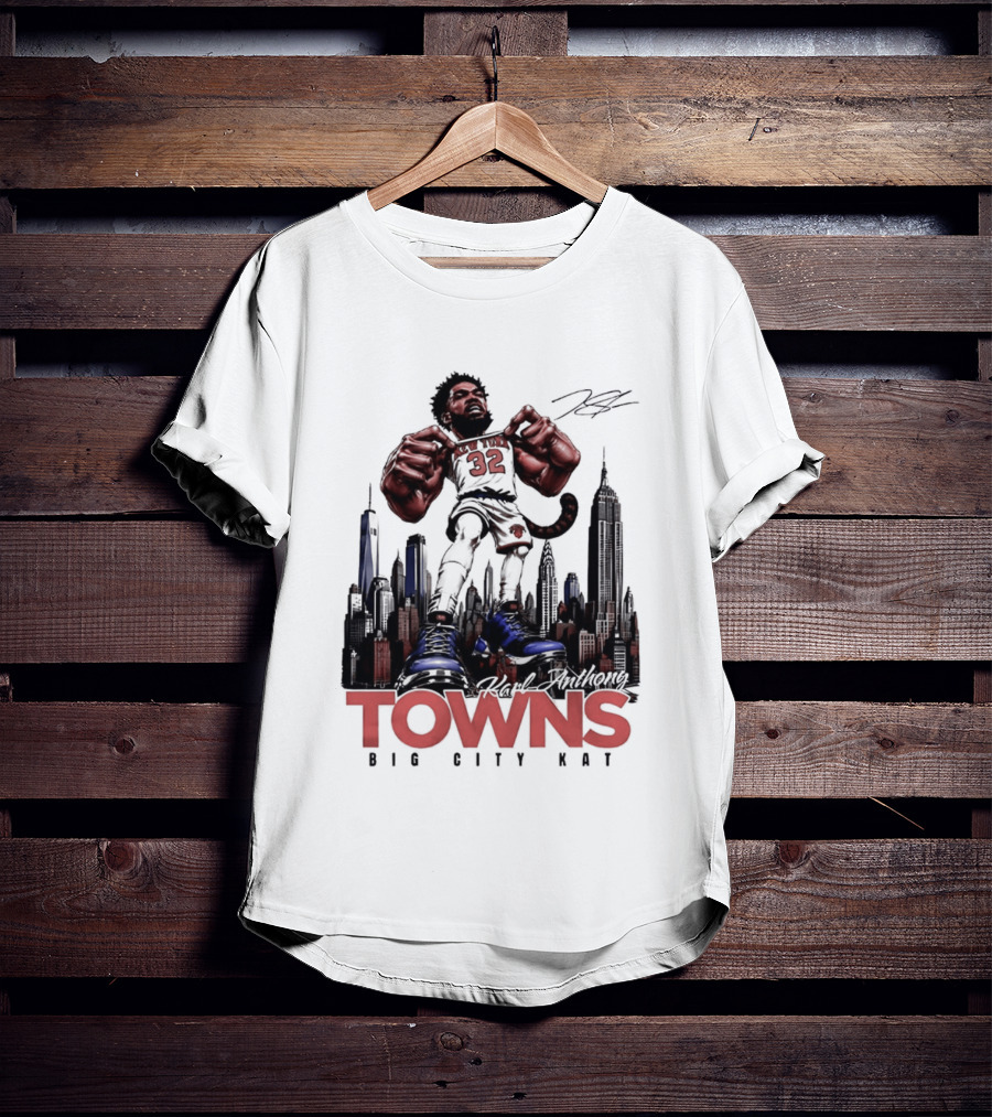 Karl Anthony Towns 32 Big City Kat NYC Skyline T-Shirt