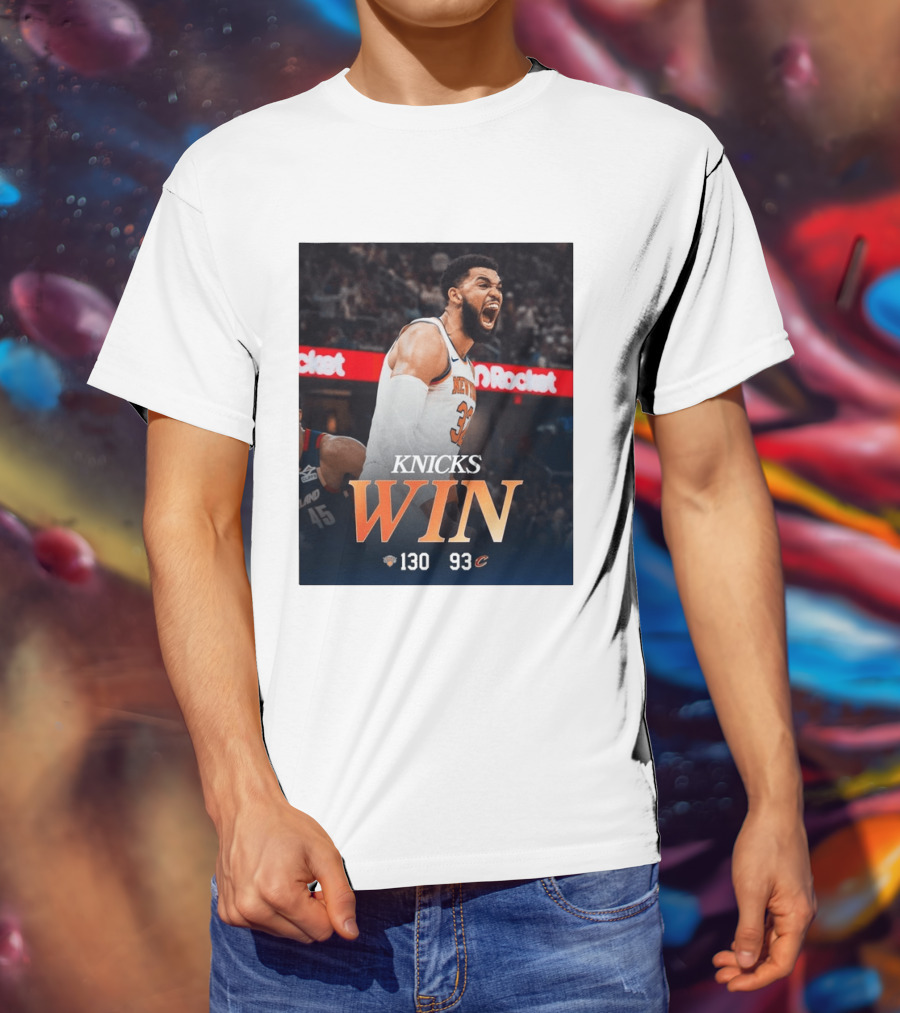 Knicks Win 130 93 Celebration Victory Over Cleveland Playoffs Sweep T-Shirt