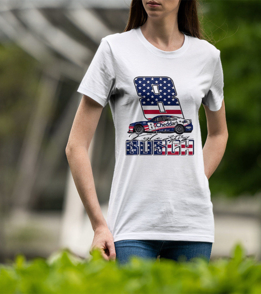Kyle Busch Racing 8 American Flag Cheddar's Car Stars Stripes T-Shirt
