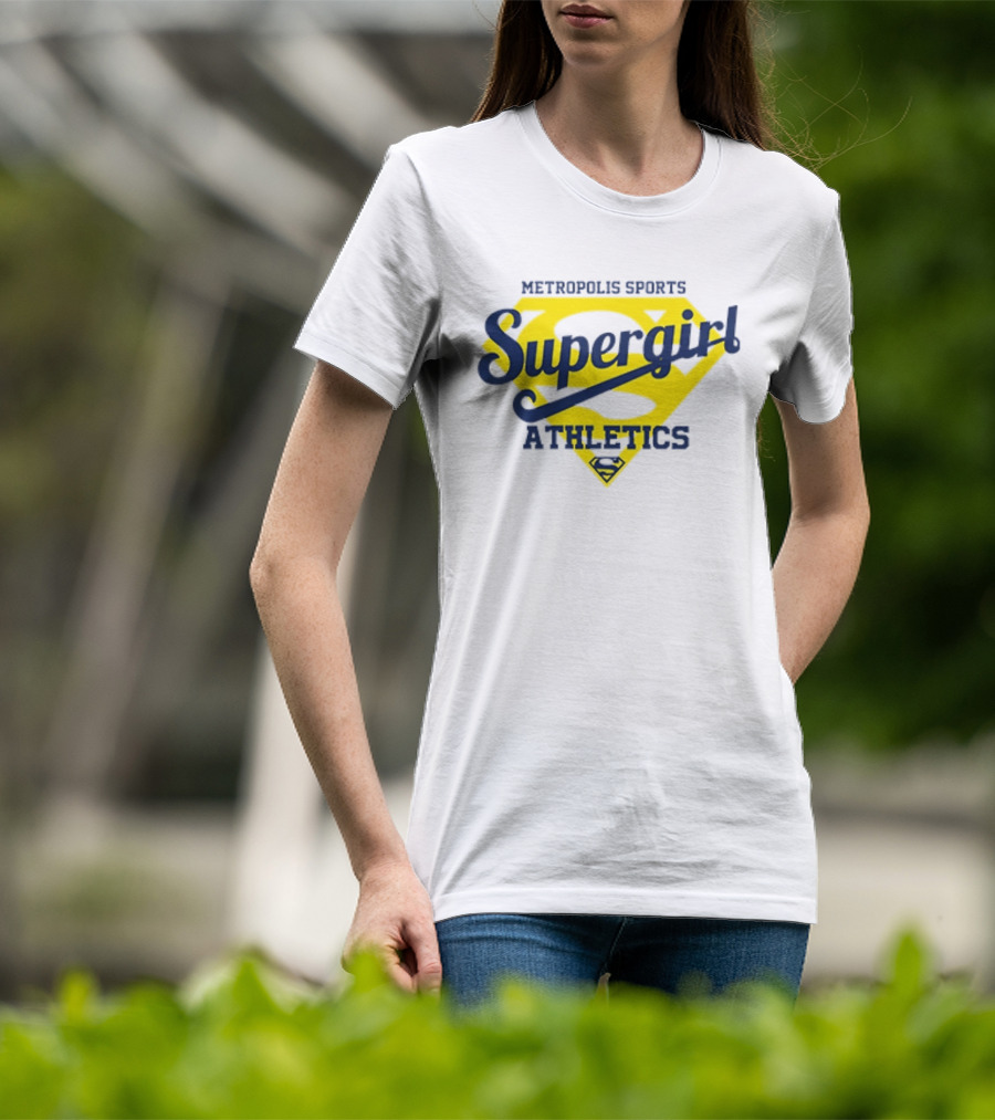Supergirl Athletics Metropolis Sports Iconic Yellow Shield T-Shirt