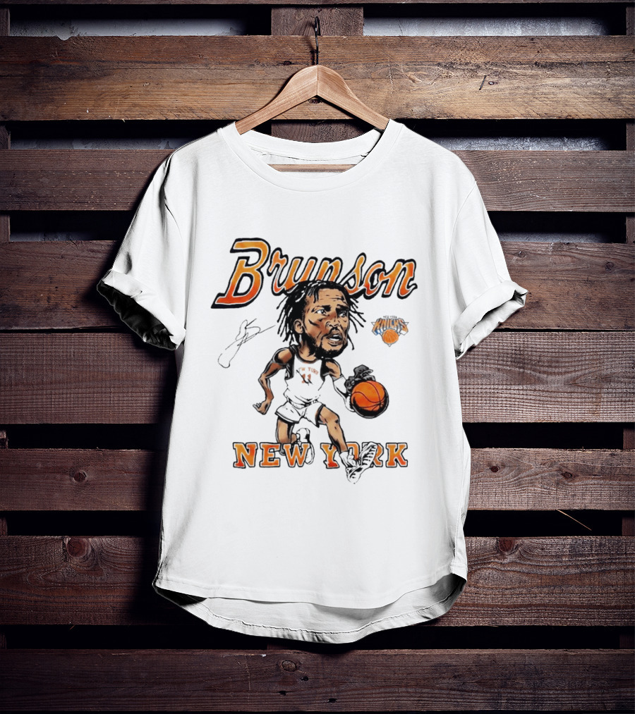 Jalen Brunson New York Knicks Cartoon Basketball Player T-Shirt