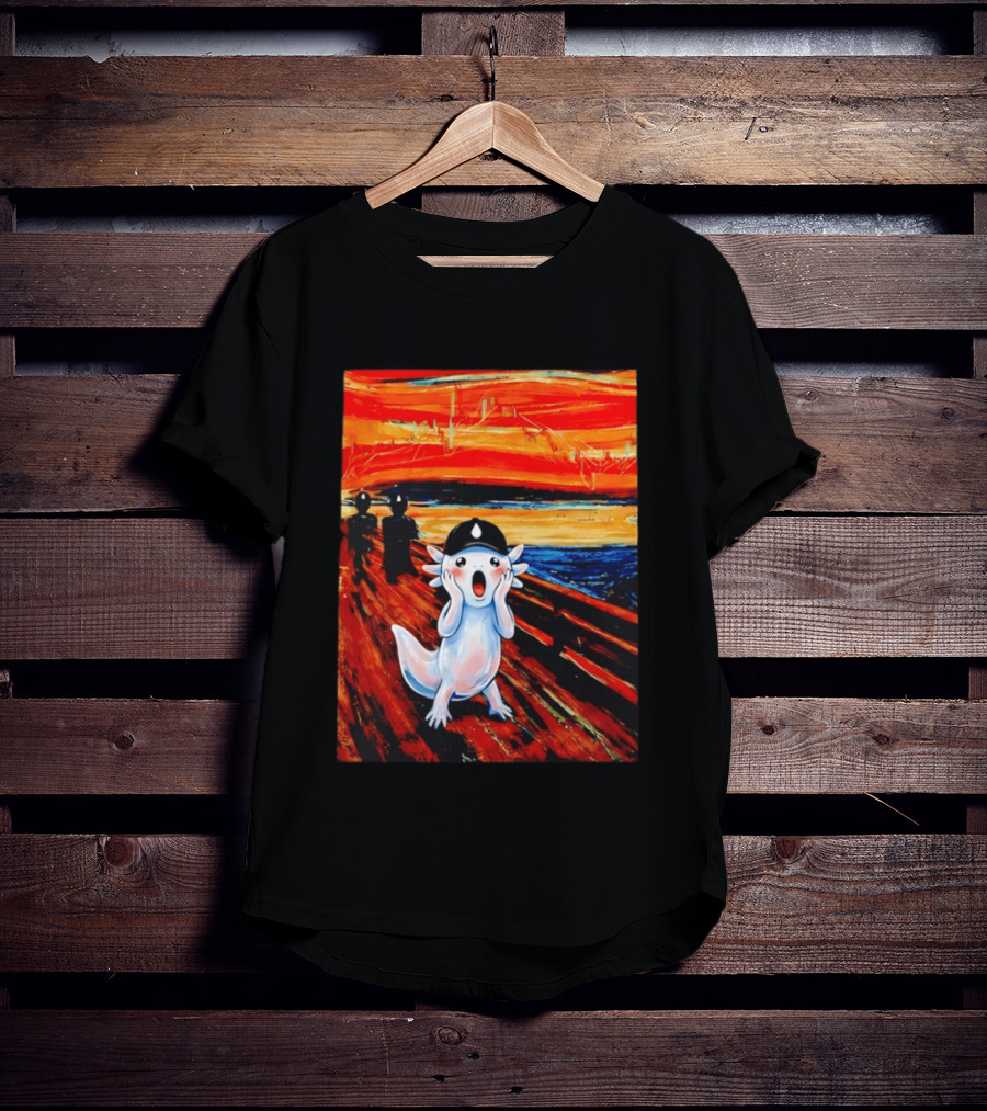 Axolotl Liquid The Scream Parody Painting Munch T-Shirt
