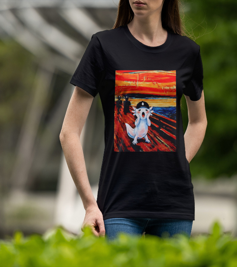 Axolotl Liquid The Scream Parody Painting Munch T-Shirt