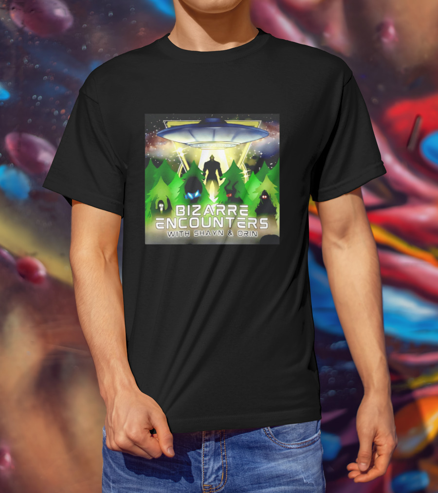 Bizarre Encounters UFO With Shayn And Orin Mysterious Forest Lights Alien Adventure T-Shirt