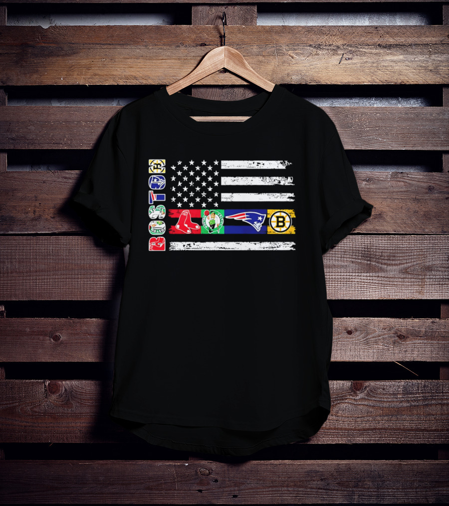 Boston Red Sox Celtics Patriots Bruins Flag Sports T-Shirt