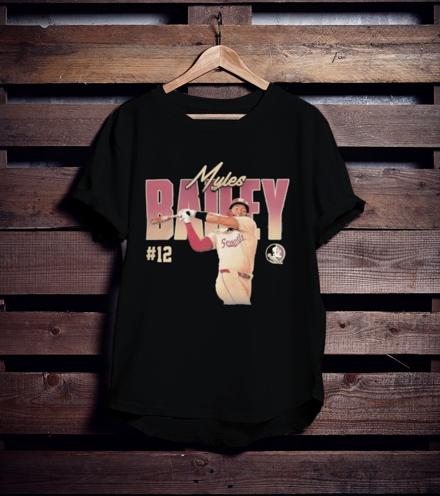 Myles Bailey FSU Seminoles NCAA Baseball #12 Player Collage T-Shirt