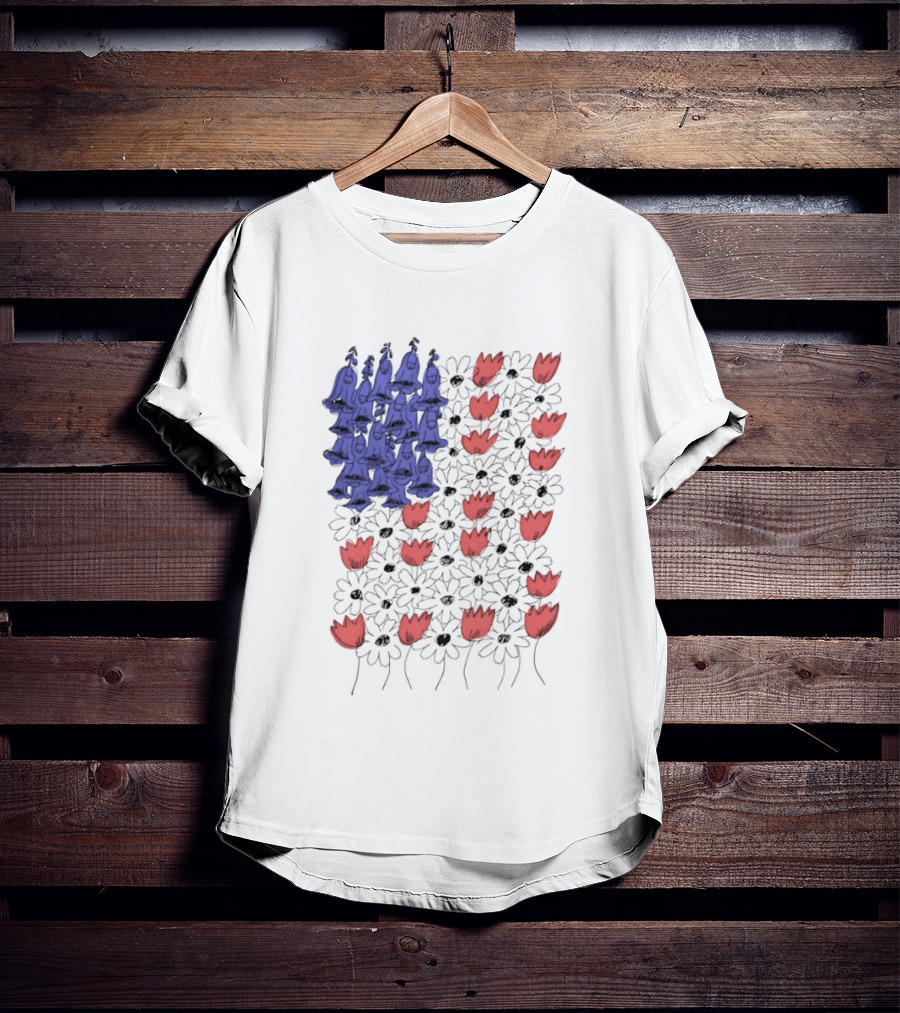 Fourth Of July Foxglove Daisy Tulip Subtle F Trump USA 250 Birthday T-Shirt
