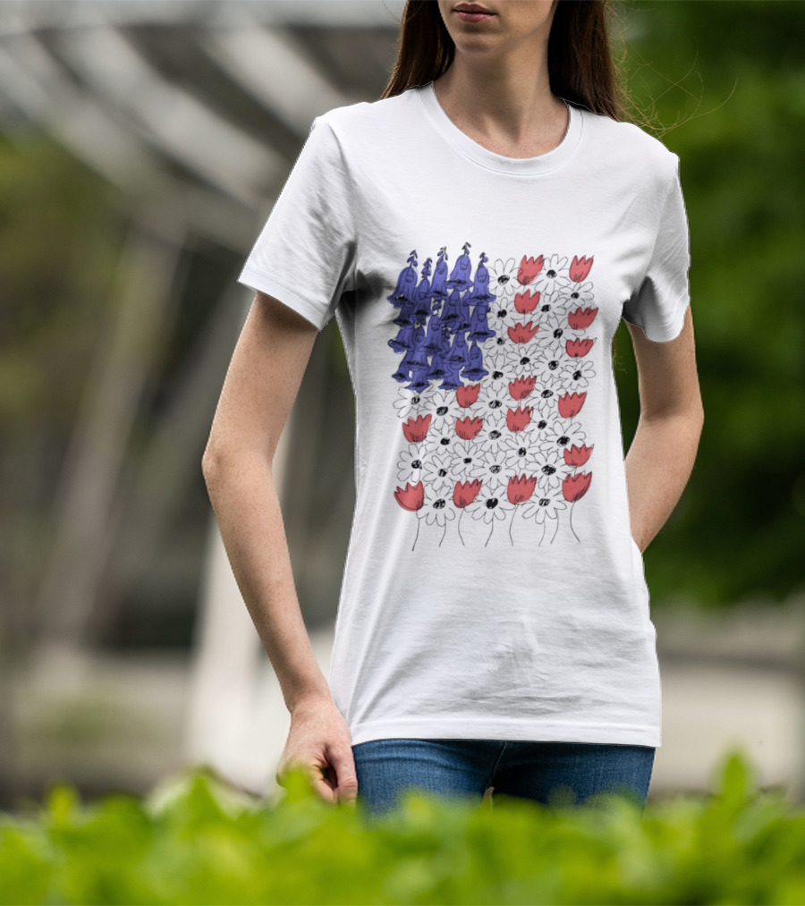 Fourth Of July Foxglove Daisy Tulip Subtle F Trump USA 250 Birthday T-Shirt