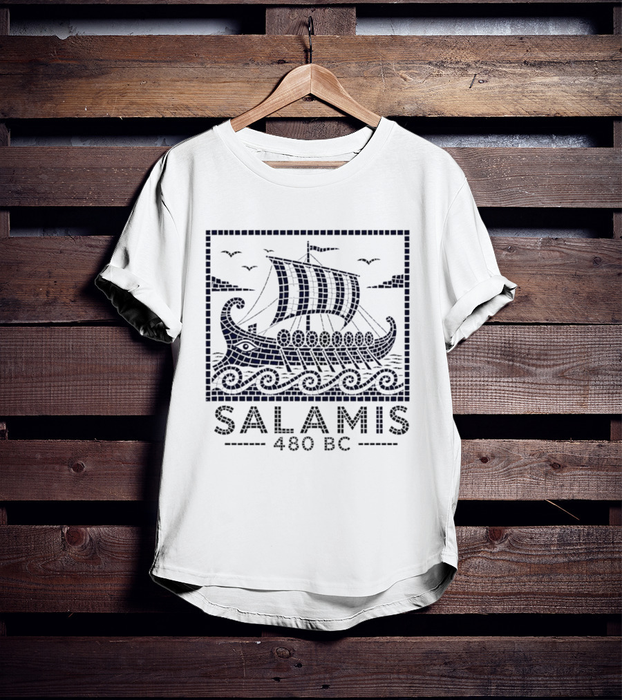 Salamis 480 BC Greek Trireme Ancient Naval Battle Scene T-Shirt