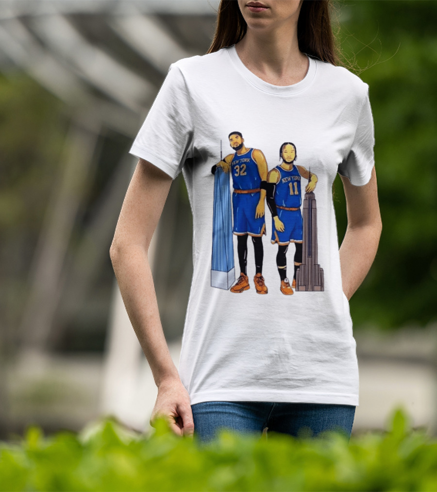 New York Knicks Jalen Brunson Karl Anthony Towns Skyline T-Shirt