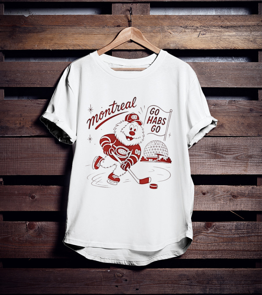 Montreal Canadiens Skating Mascot Go Habs Go Biosphere Montreal T-Shirt